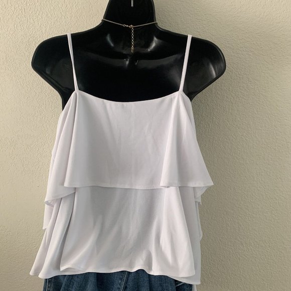 FREE PRESS white tiered tank top size XL ruffle - Nordstrom - Picture 8 of 8